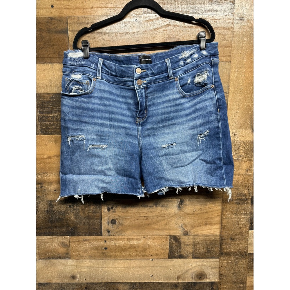 Buckle Black Fit No 53 Distressed Denim Shorts Womens 38 Blue Raw Hem Cut Off
